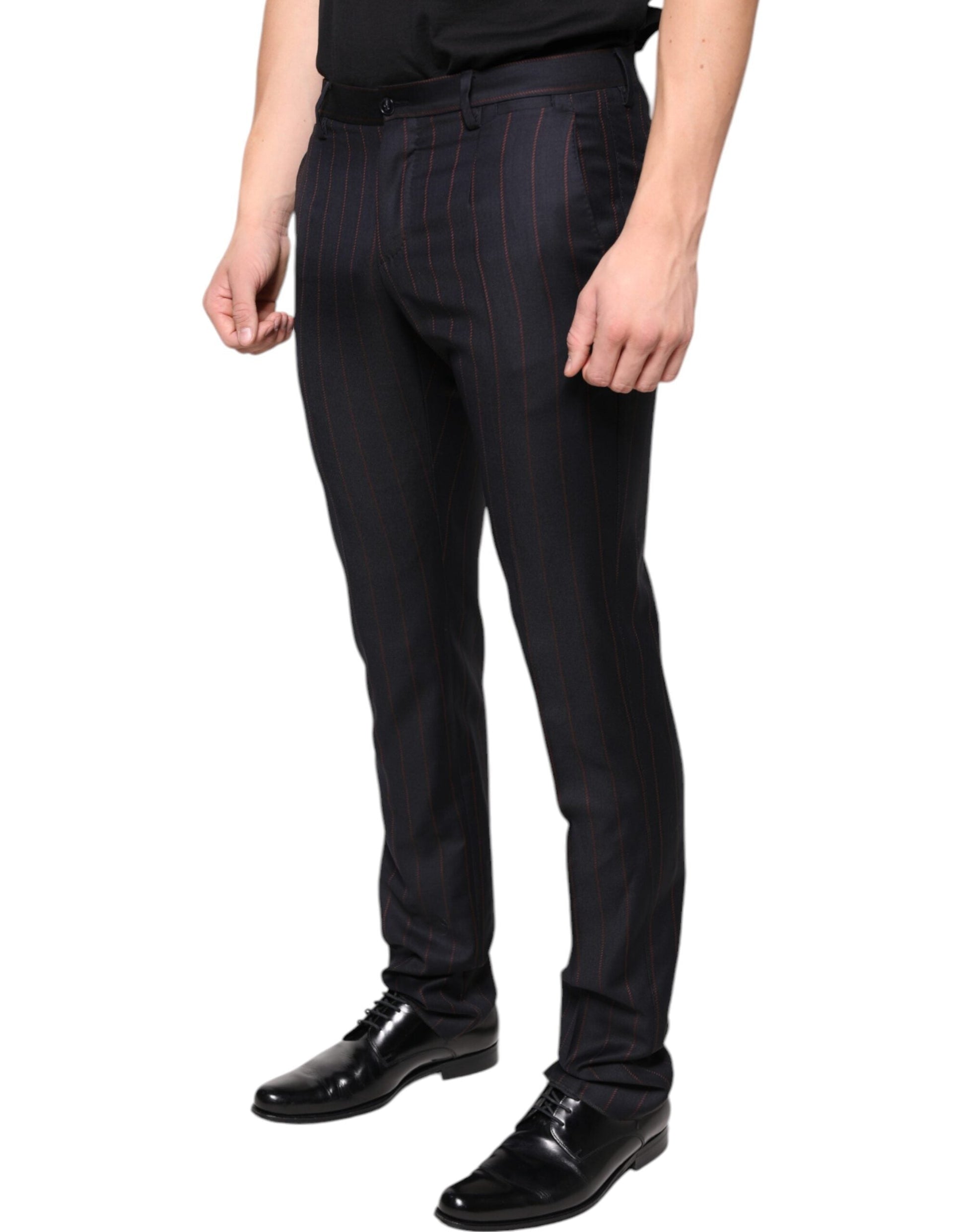 Dolce & Gabbana Black Stripes Skinny Men Dress Pants - IT46 | S