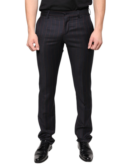 Dolce & Gabbana Black Stripes Skinny Men Dress Pants - IT46 | S