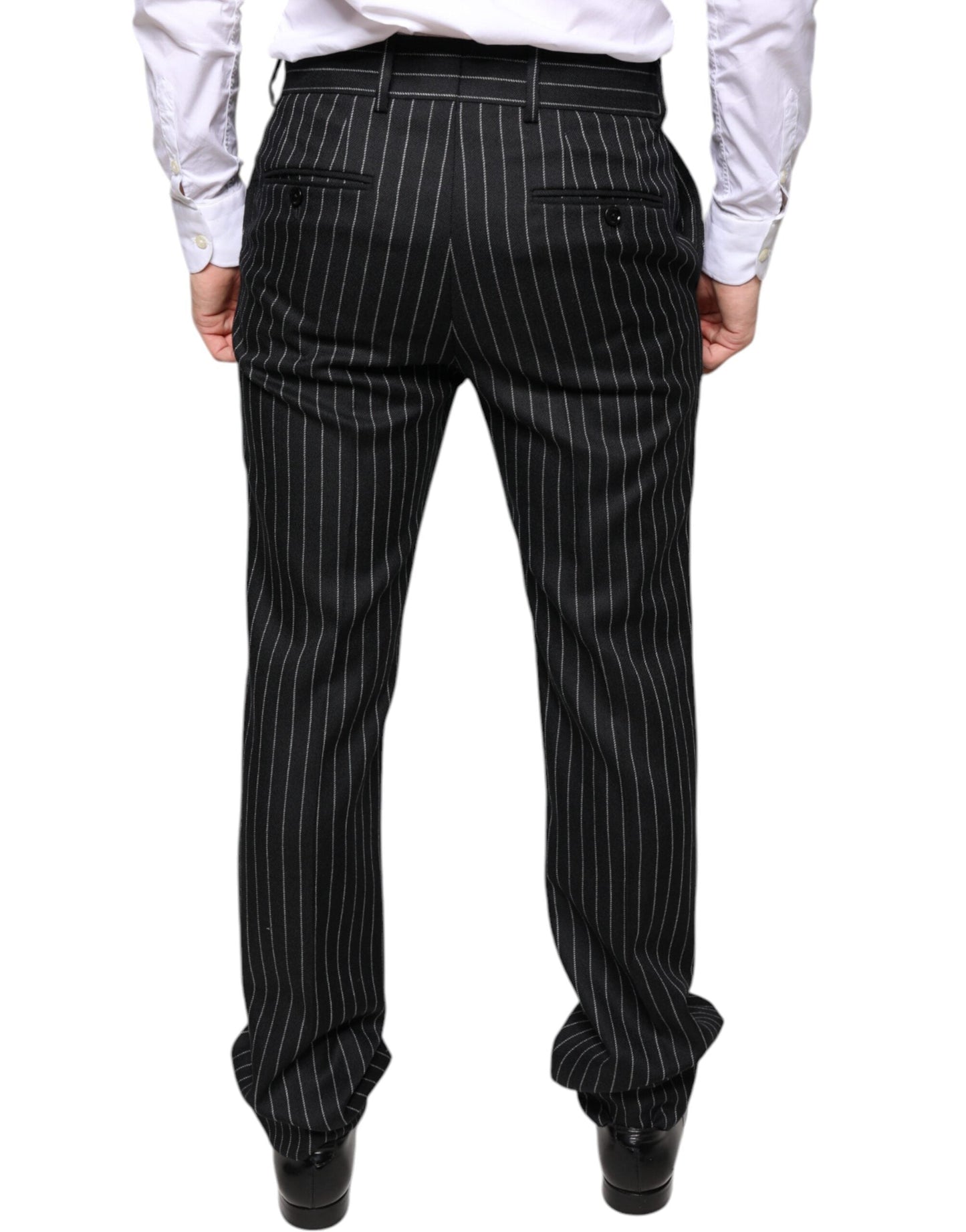 Dolce & Gabbana Black Stripes Skinny Men Dress Pants - IT48 | M