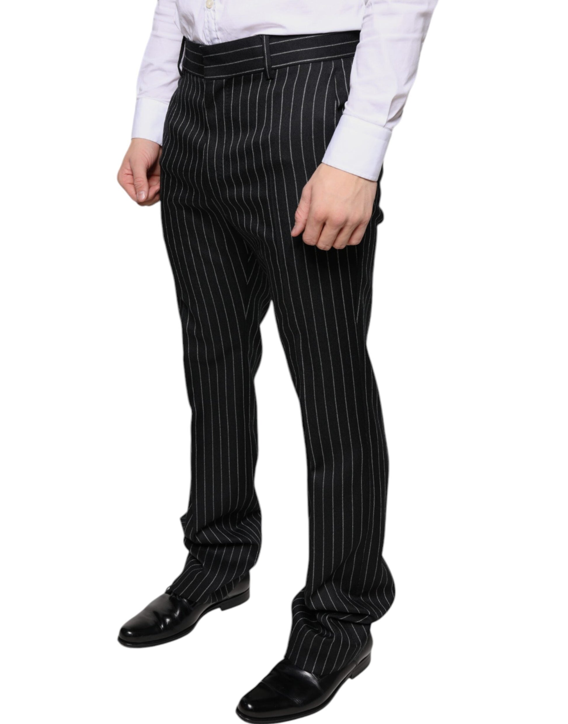 Dolce & Gabbana Black Stripes Skinny Men Dress Pants - IT48 | M