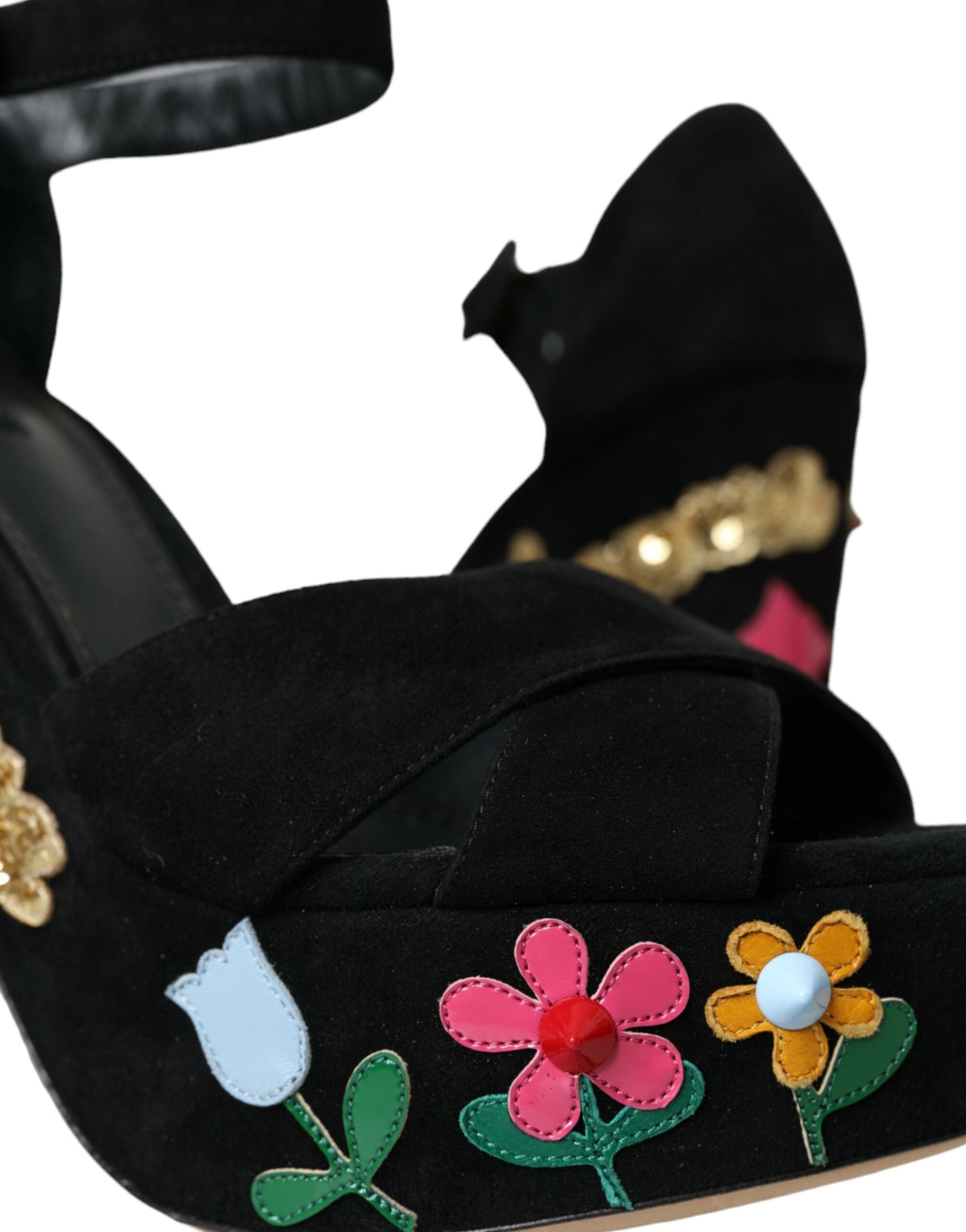 Dolce & Gabbana Black Suede Ankle Strap Heels Sandals Shoes - EU39/US8.5