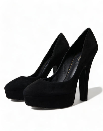 Dolce & Gabbana Black Suede Heeled Pumps Sophistication - EU40/US9.5