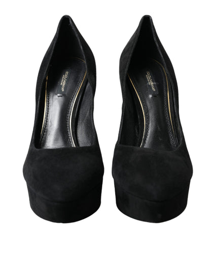 Dolce & Gabbana Black Suede Heeled Pumps Sophistication - EU40/US9.5