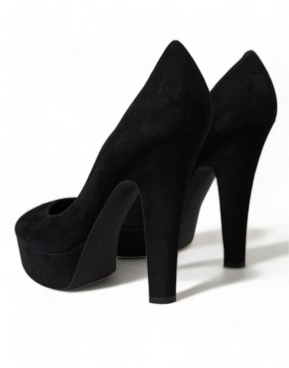 Dolce & Gabbana Black Suede Heeled Pumps Sophistication - EU40/US9.5