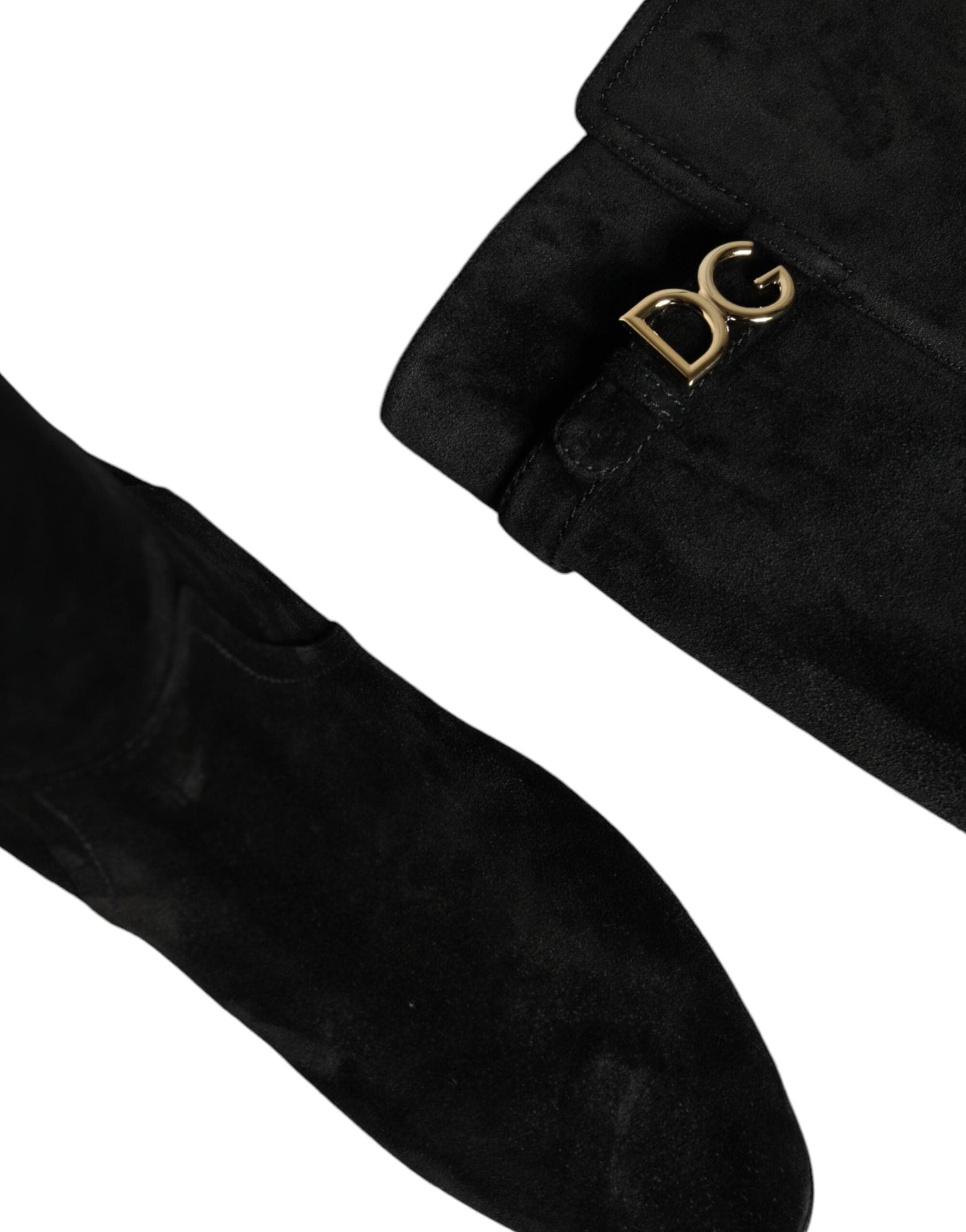 Dolce & Gabbana Black Suede Leather Knee High Boots Shoes - EU35/US5