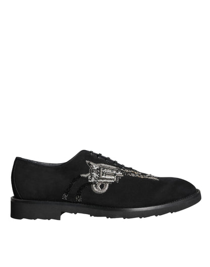 Dolce & Gabbana Black Suede Sicilia Lace Up Formal Shoes - EU41.5/US8.5