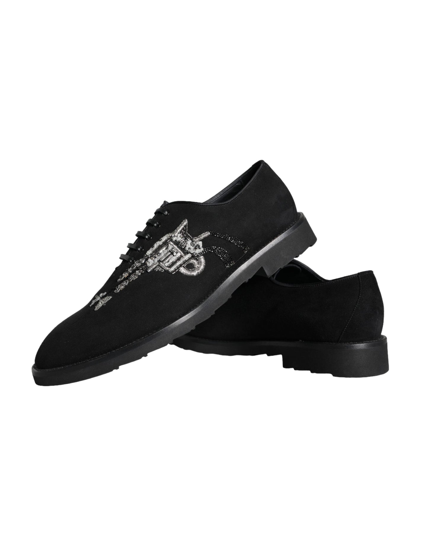 Dolce & Gabbana Black Suede Sicilia Lace Up Formal Shoes - EU41.5/US8.5