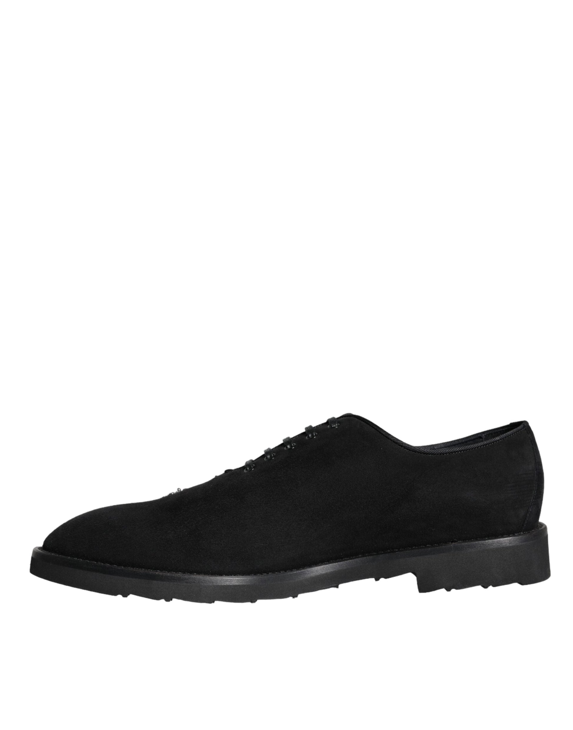 Dolce & Gabbana Black Suede Sicilia Lace Up Formal Shoes - EU41.5/US8.5