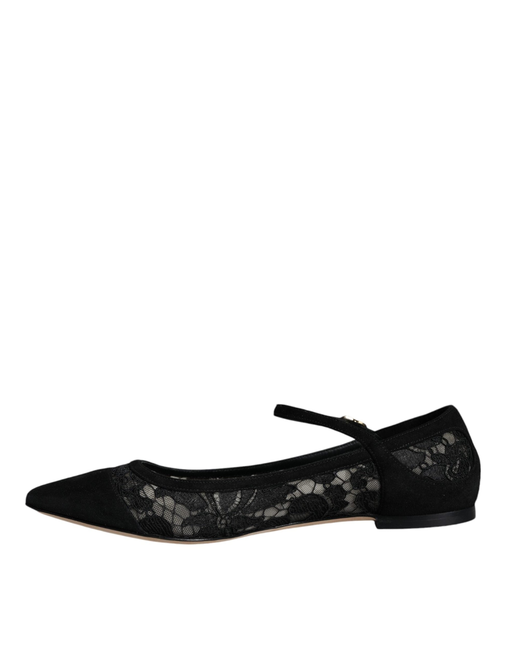 Dolce & Gabbana Black Taormina Lace Bellucci Flats Shoes - EU36/US5.5