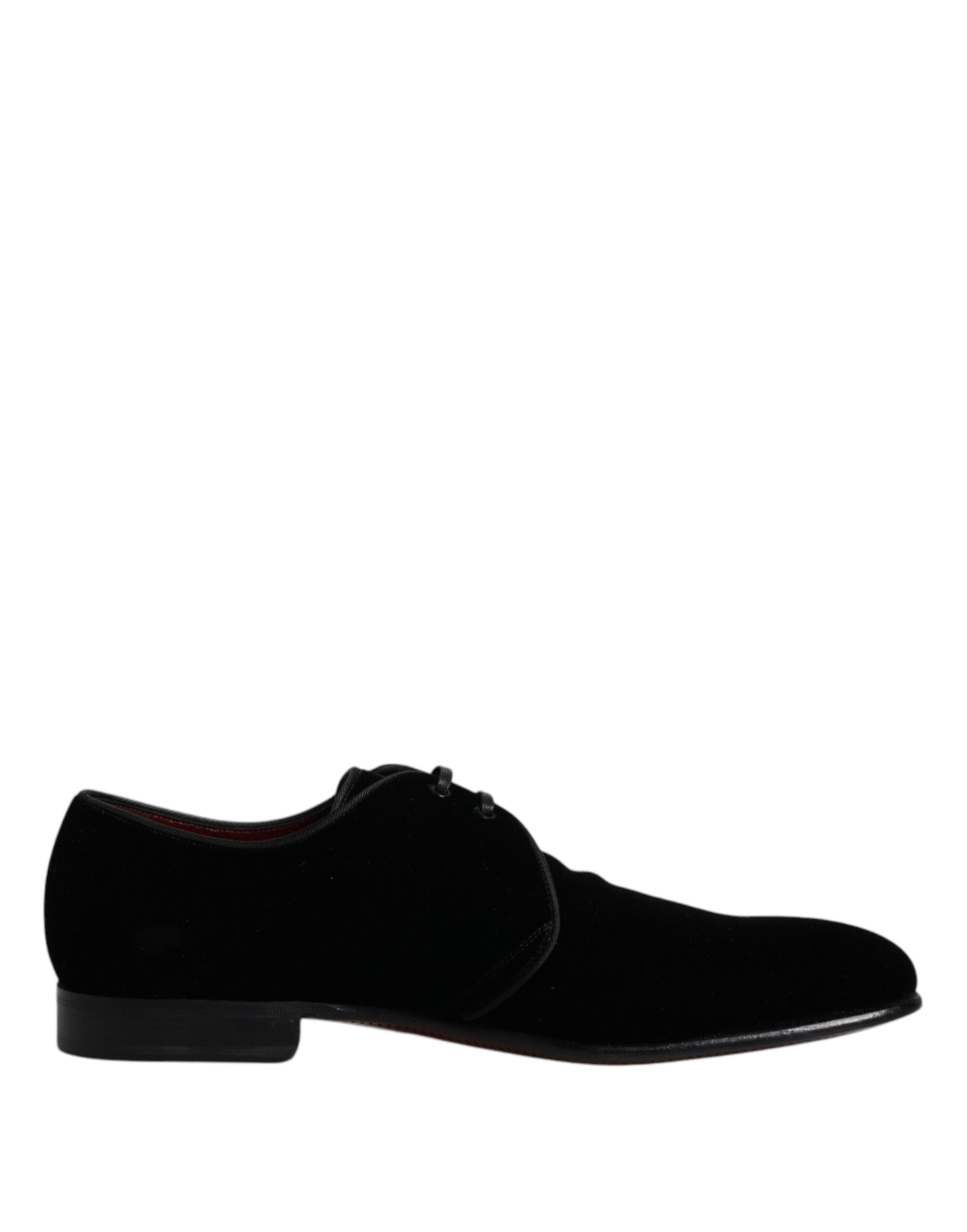 Dolce & Gabbana Black Velvet Leather Lace Up Derby Shoes - EU41.5/US8.5