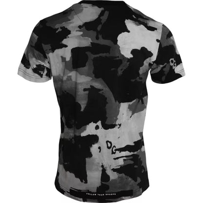 Dolce & Gabbana Black White Camouflage Round Neck T-shirt - IT44 | XS