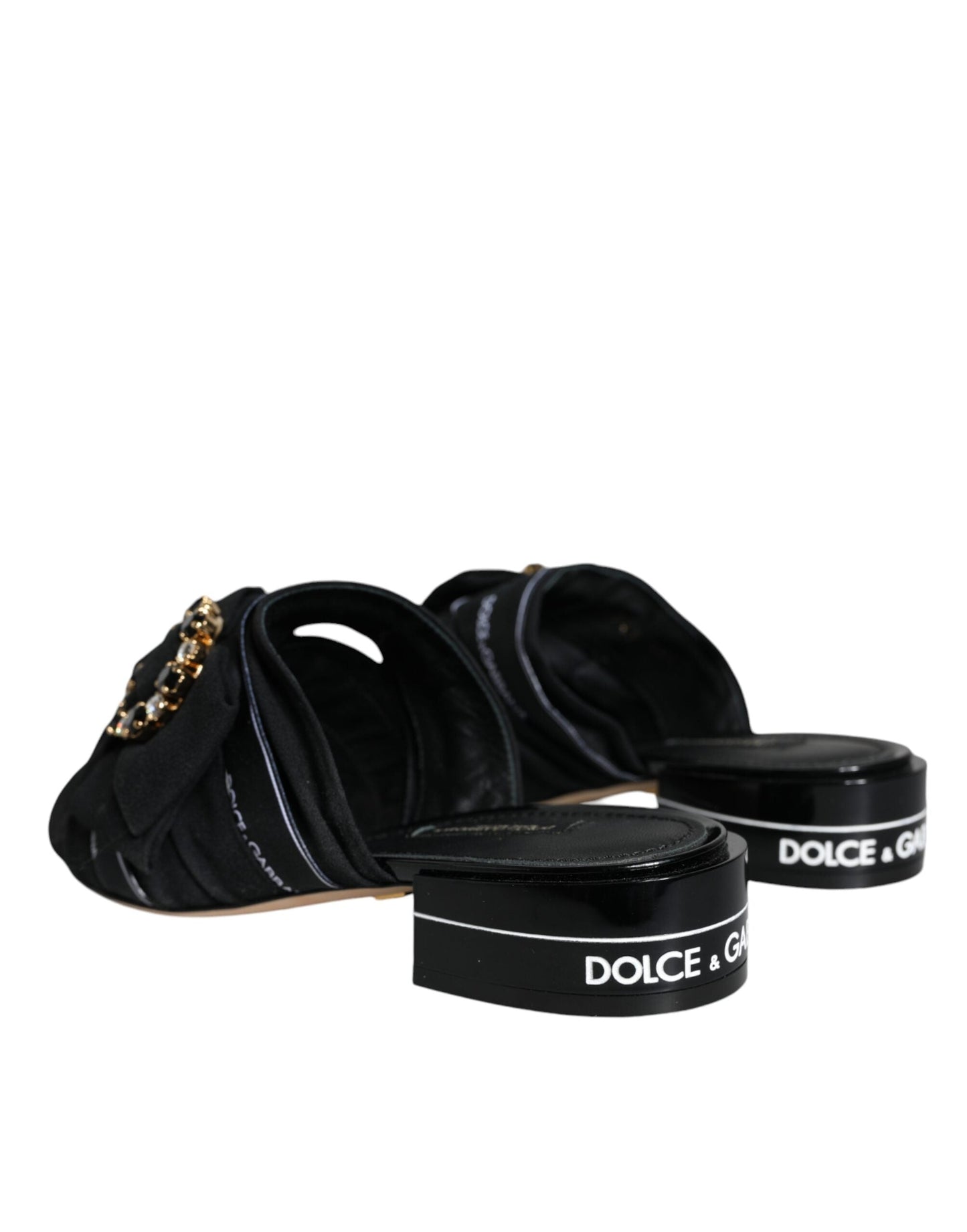 Dolce & Gabbana Black White Crystal Slides Sandals Shoes - EU36.5/US6.5