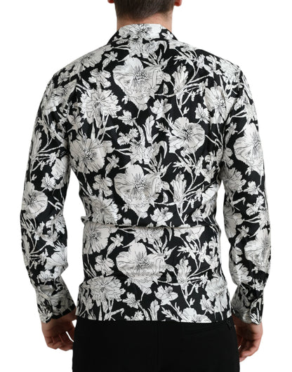 Dolce & Gabbana Black White Floral Button Down Casual Shirt - IT37 | XS