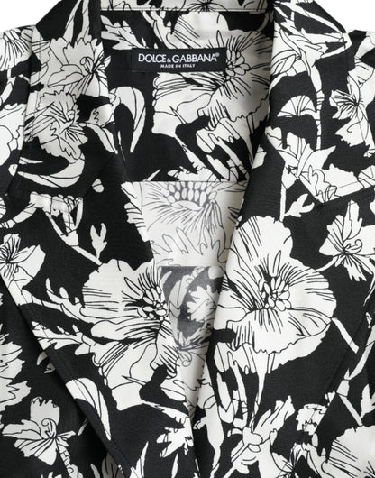 Dolce & Gabbana Black White Floral Button Down Casual Shirt - IT37 | XS