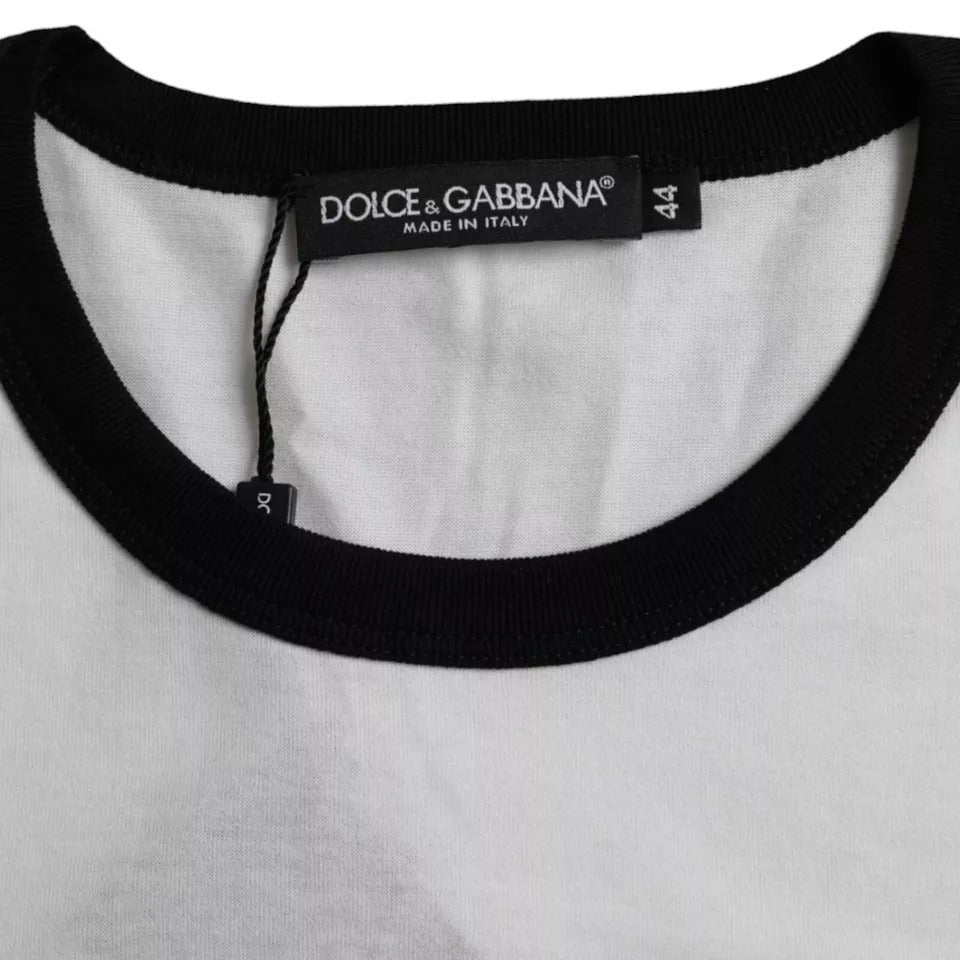 Dolce & Gabbana Black White Jazz Print Cotton Short Sleeves T-shirt - IT44 | XS