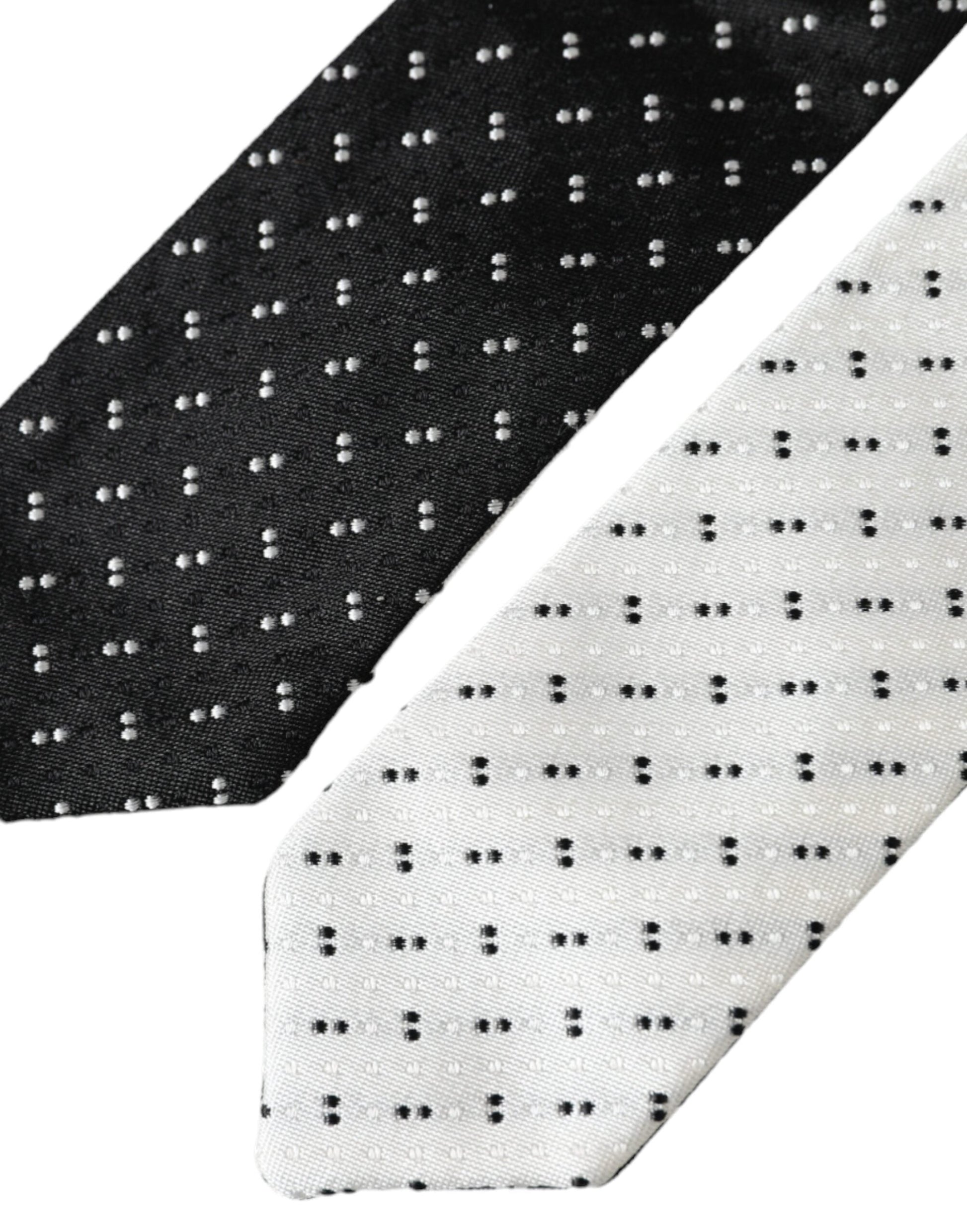 Dolce & Gabbana Black White Patterned Adjustable Tie