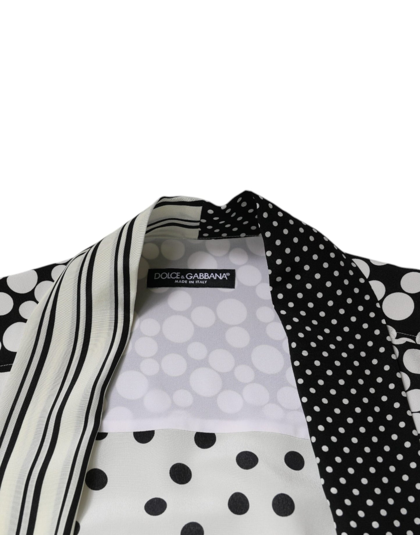 Dolce & Gabbana Black White Polka Dots Silk Men Casual Shirt - IT43 | 2XL