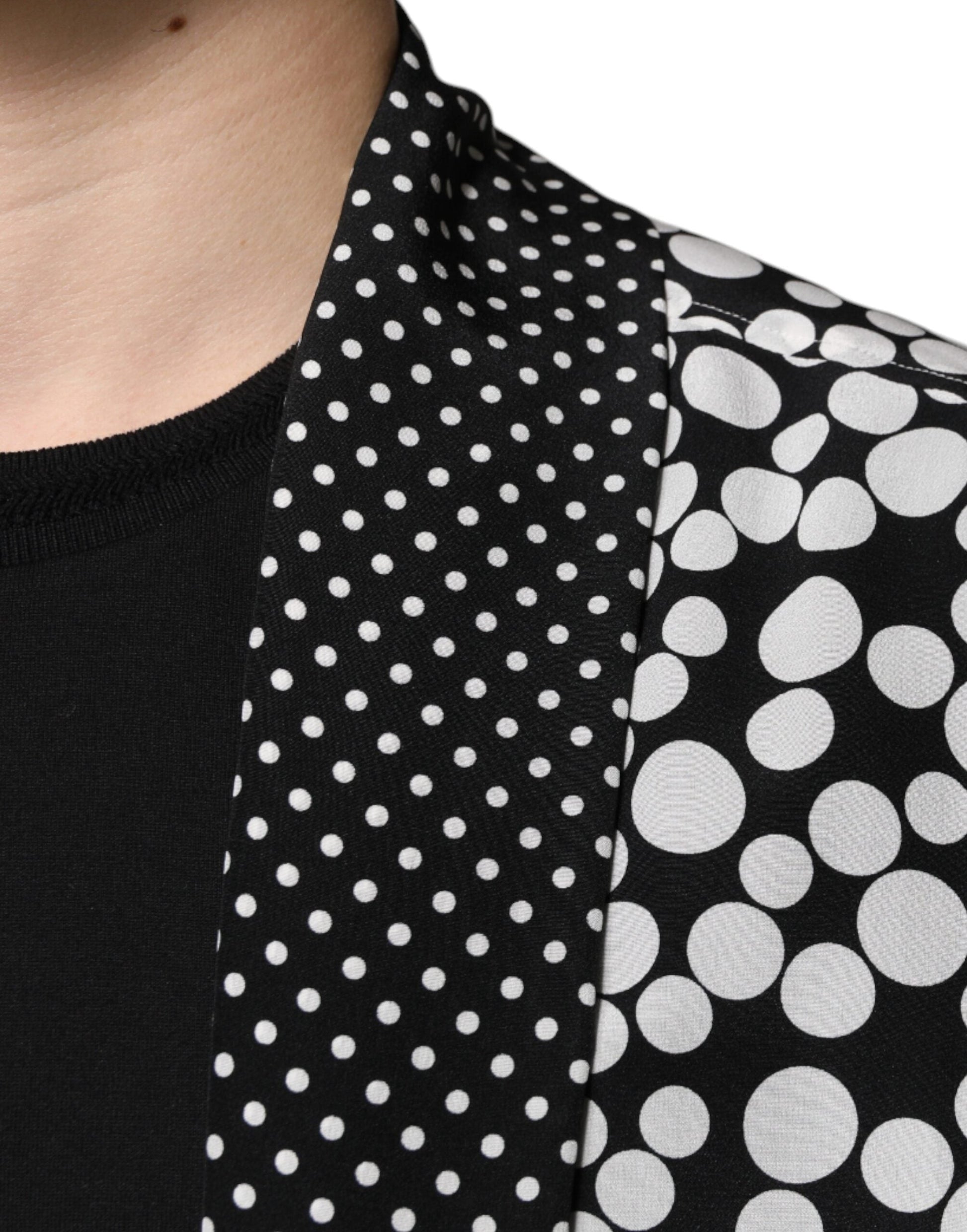 Dolce & Gabbana Black White Polka Dots Silk Men Casual Shirt - IT43 | 2XL