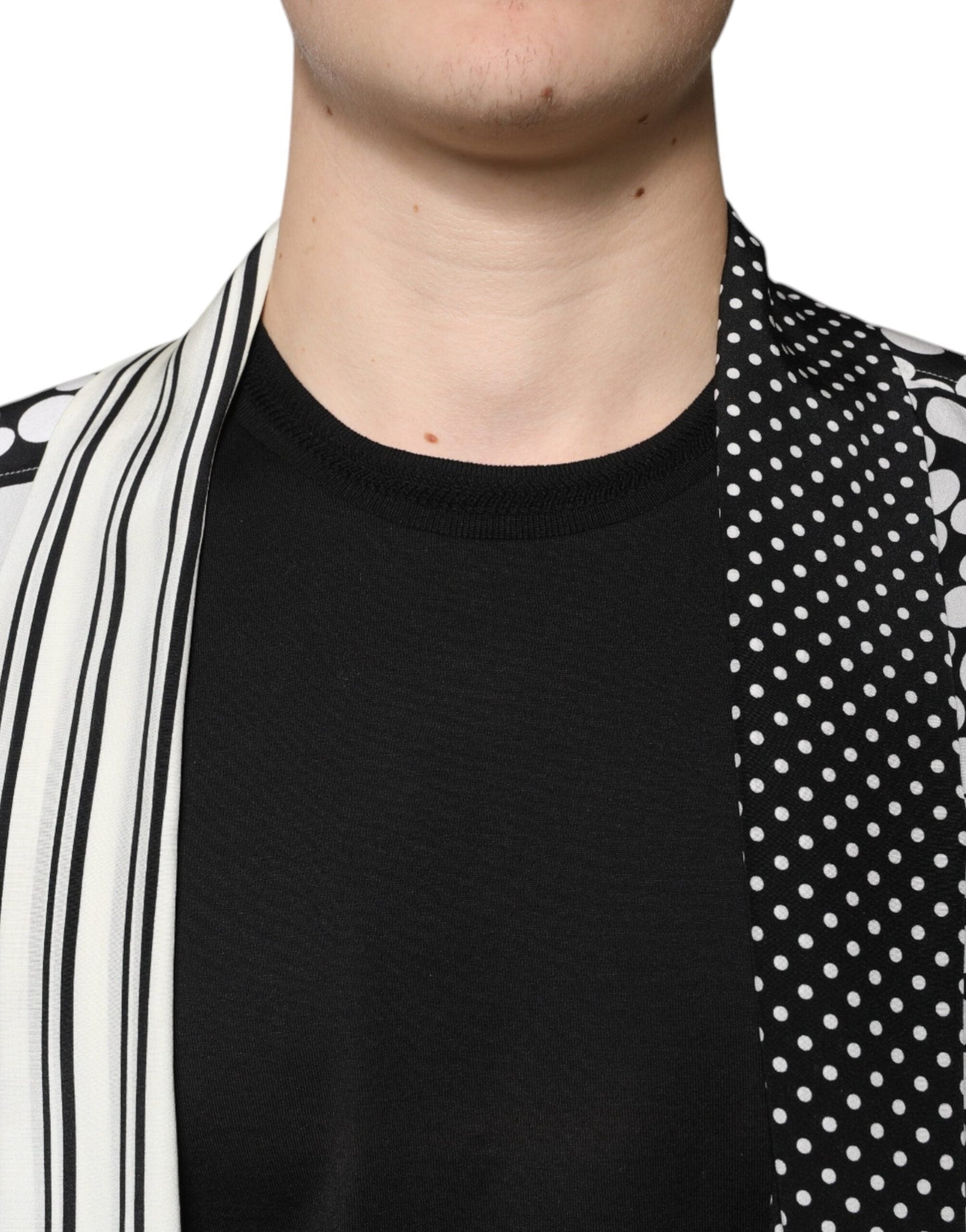 Dolce & Gabbana Black White Polka Dots Silk Men Casual Shirt - IT43 | 2XL