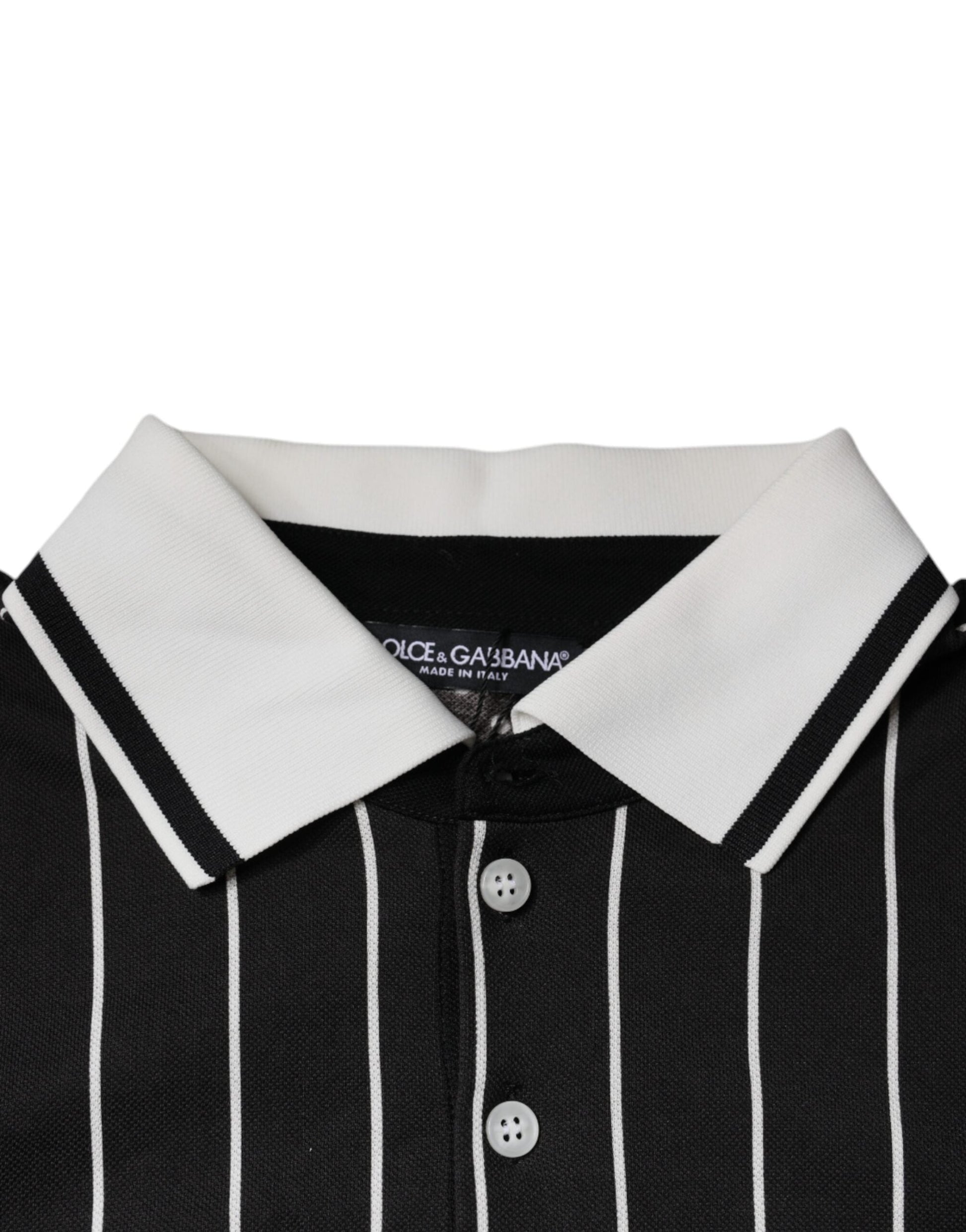 Dolce & Gabbana Black White Stripes Collared Polo T-shirt - IT54 | XL