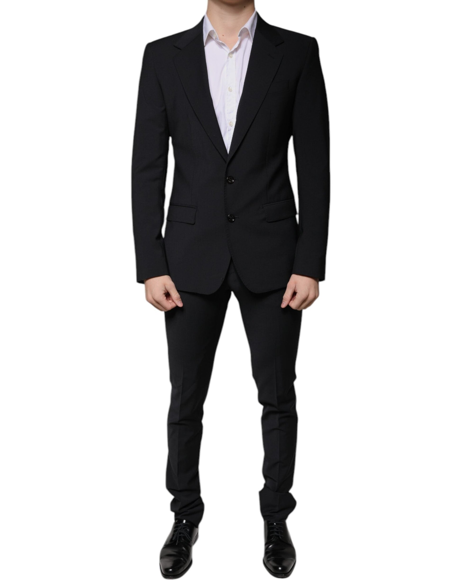 Dolce & Gabbana Black Wool 3 Piece Slim Fit Formal Men Suit - IT44 | XS