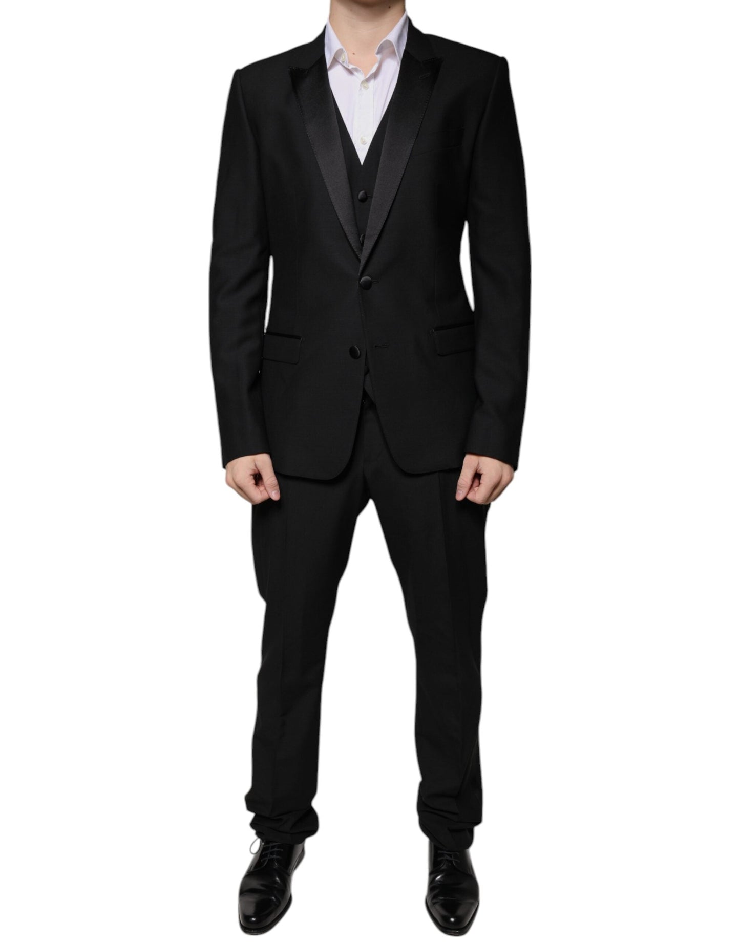 Dolce & Gabbana Black Wool 3 Piece Slim Fit Formal Suit - IT50 | L