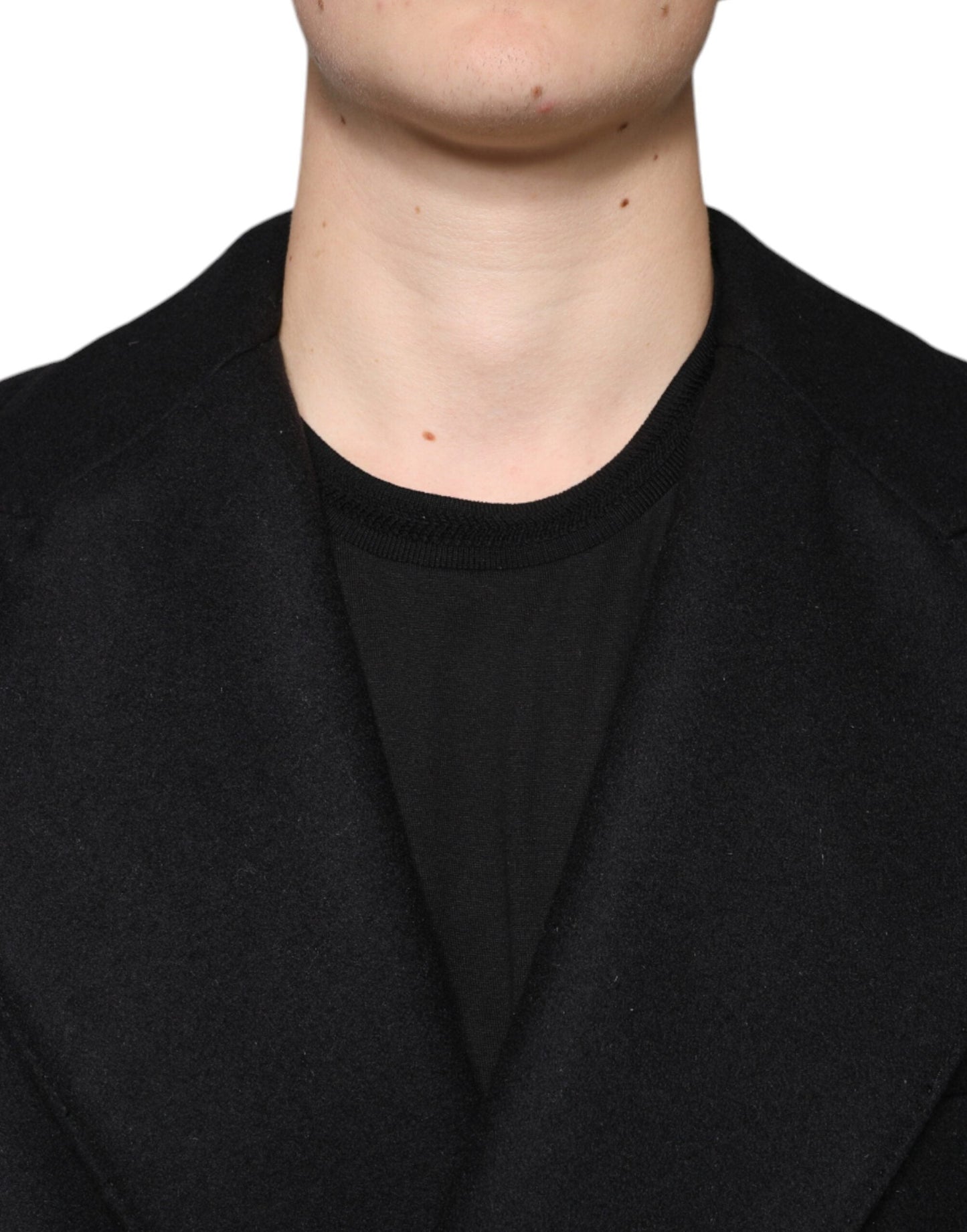 Dolce & Gabbana Black Wool Double Breasted Men Coat Jacket - IT50 | L