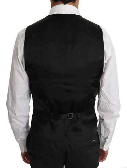 Dolce & Gabbana Black Wool Logo Waistcoat Vest - IT46 | S