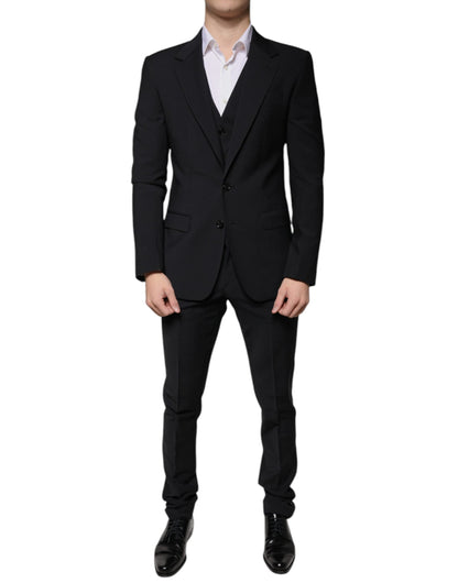 Dolce & Gabbana Black Wool MARTINI Formal 3 Piece Suit - IT46 | S