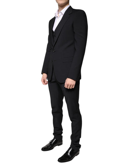 Dolce & Gabbana Black Wool MARTINI Formal 3 Piece Suit - IT46 | S