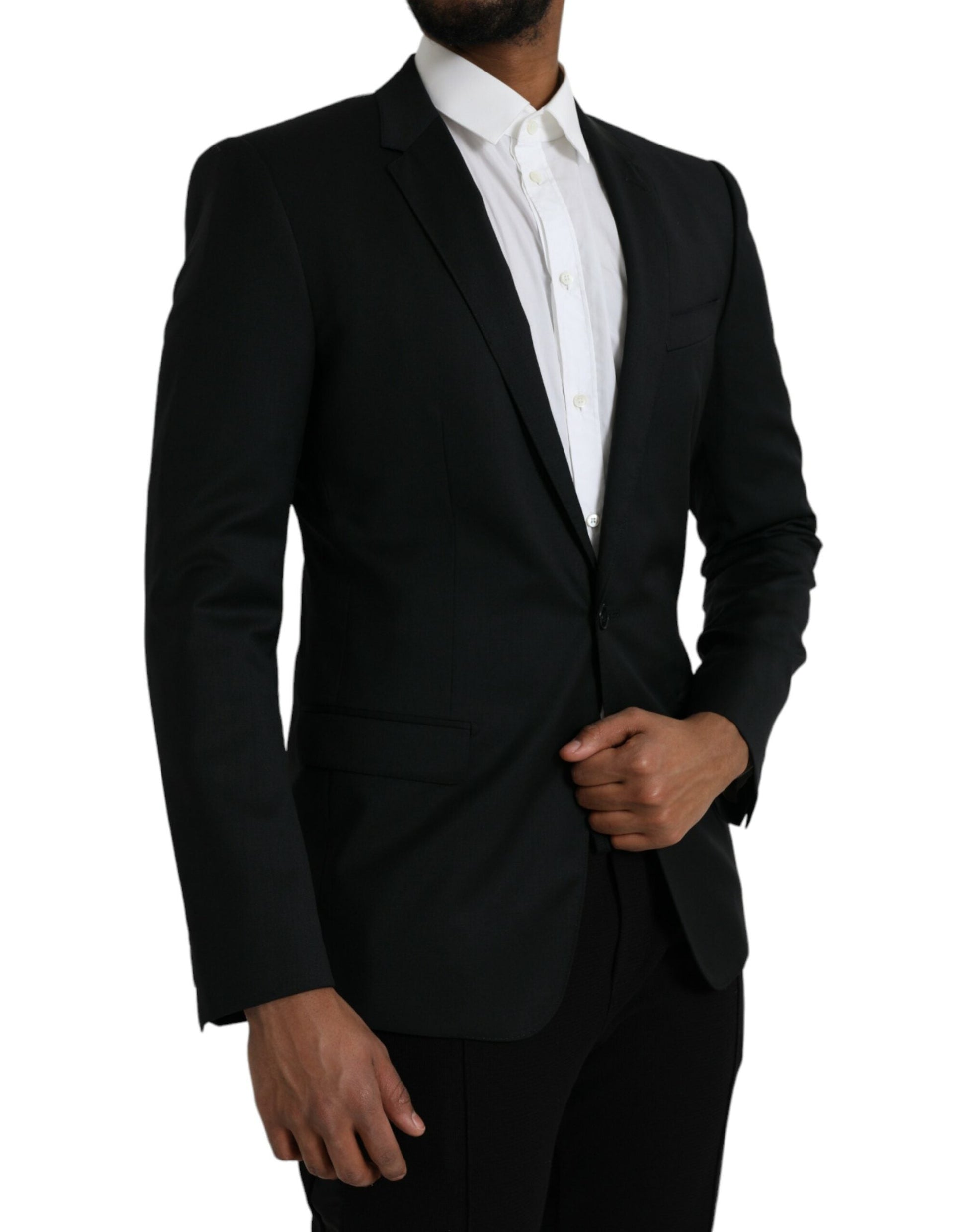 Dolce & Gabbana Black Wool MARTINI Single Breasted Blazer - IT48 | M