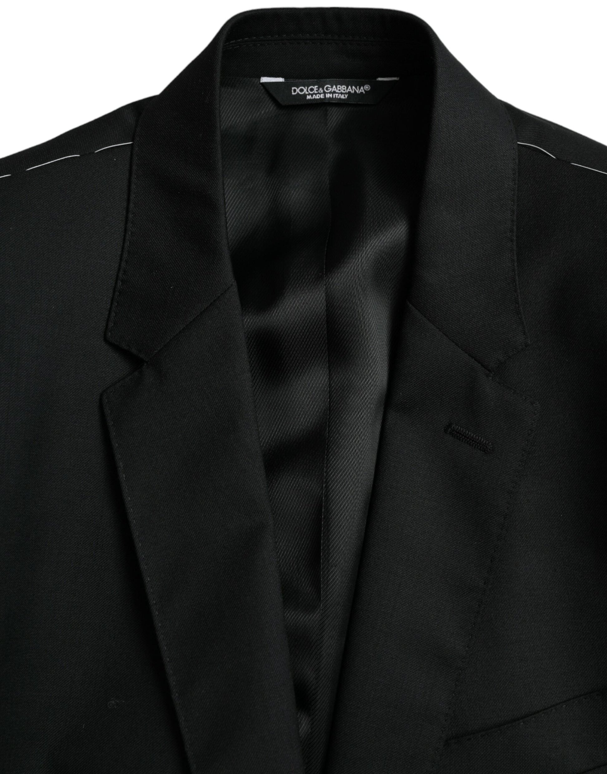 Dolce & Gabbana Black Wool MARTINI Single Breasted Blazer - IT48 | M