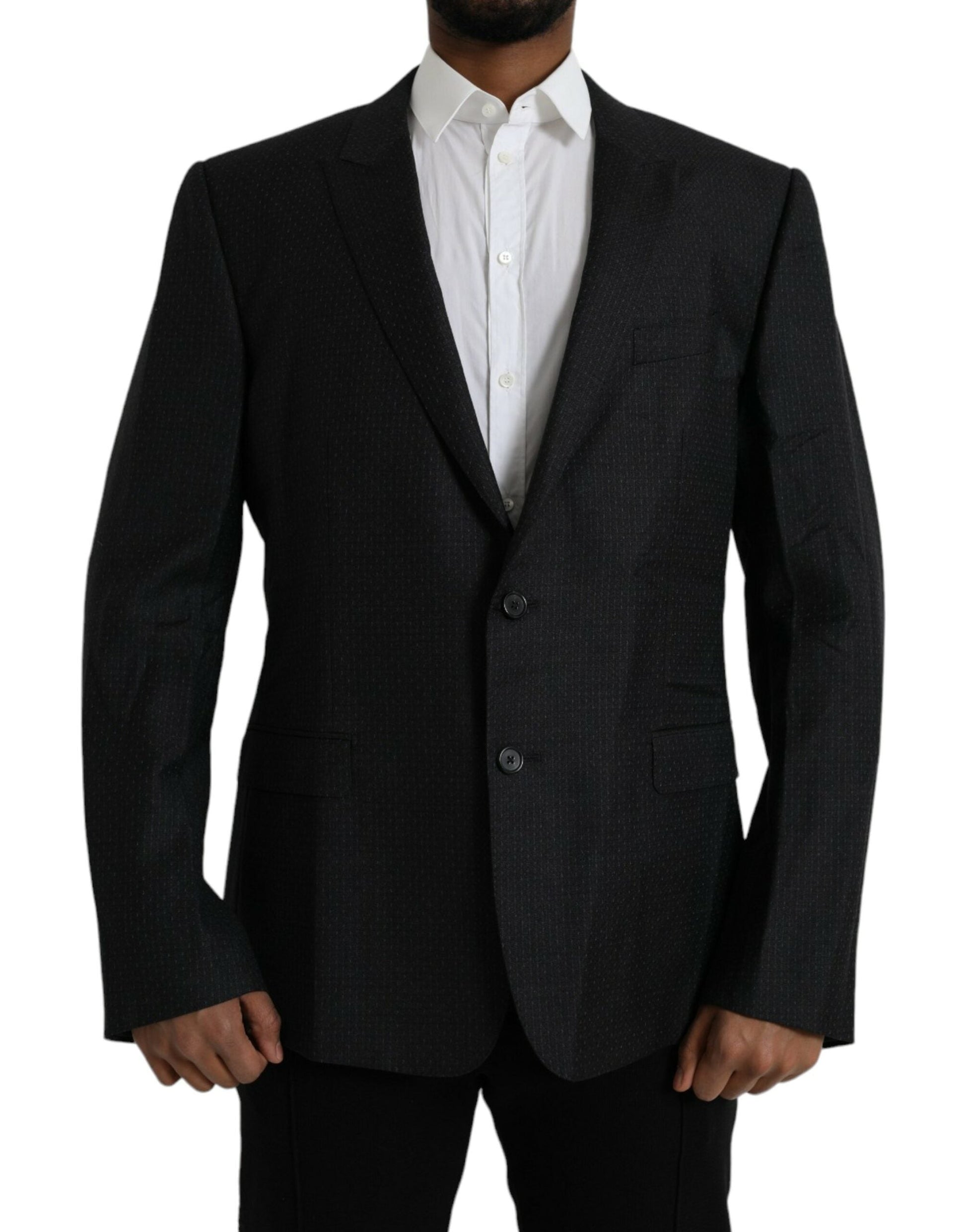 Dolce & Gabbana Black Wool MARTINI Single Breasted Coat Blazer - IT56 | XXL