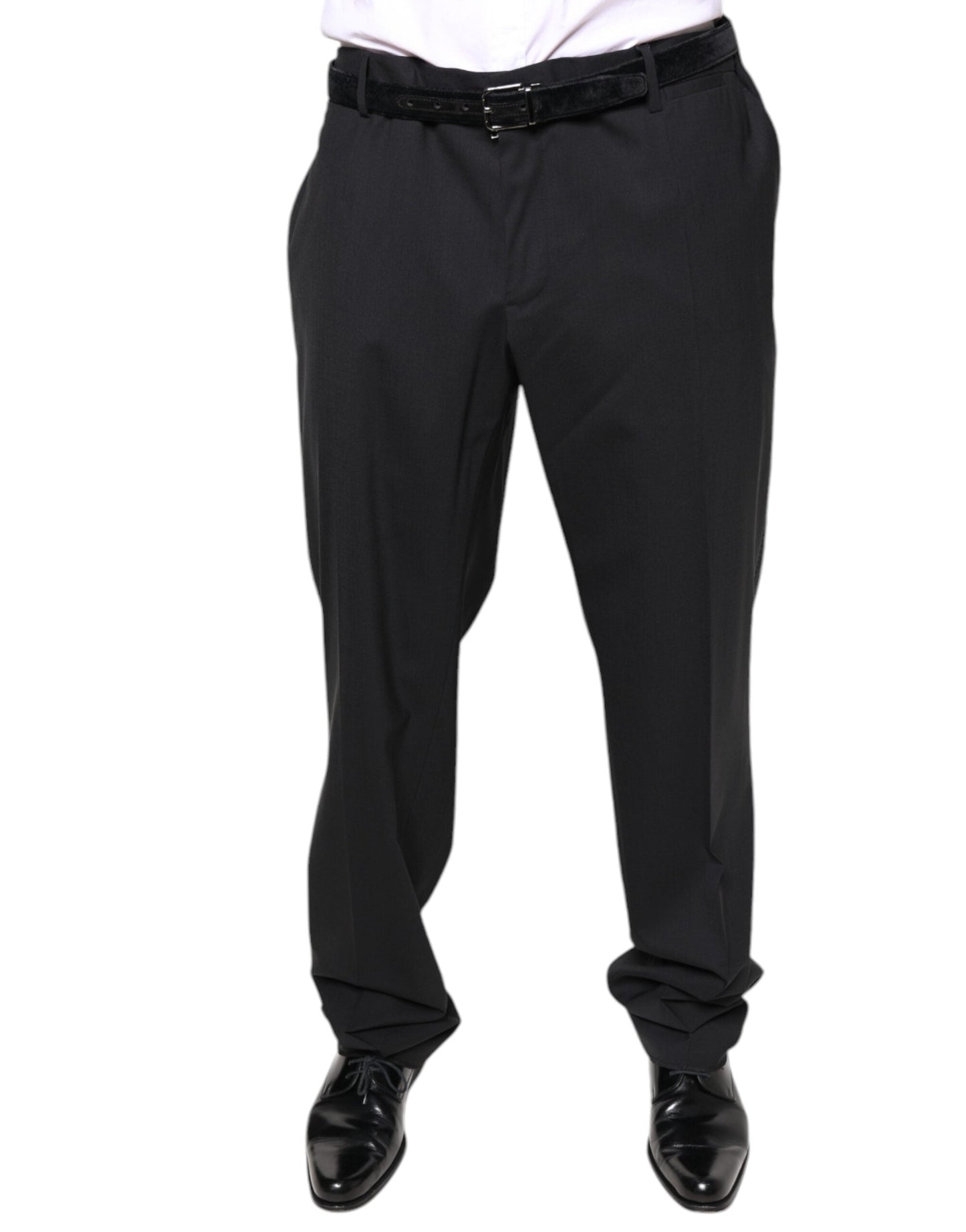 Dolce & Gabbana Black Wool Men Formal Dress Pants - IT58 | XXL