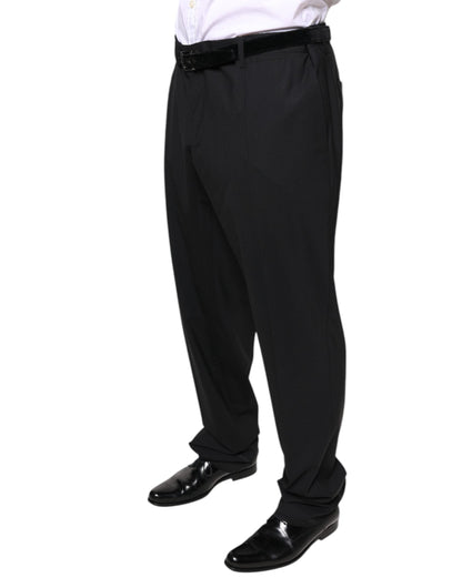 Dolce & Gabbana Black Wool Men Formal Dress Pants - IT58 | XXL