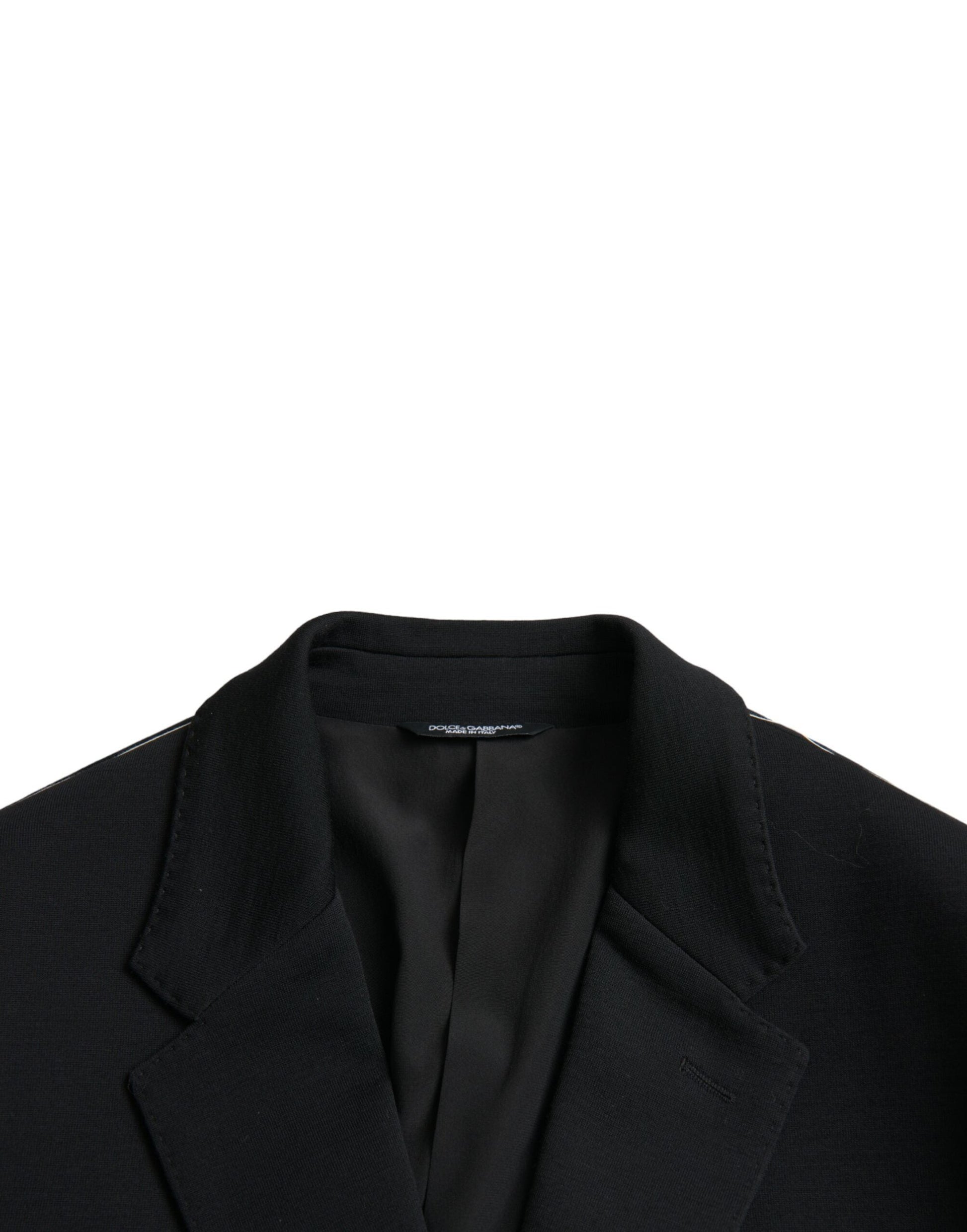 Dolce & Gabbana Black Wool Notch Single Breasted Coat Blazer - IT50 | L