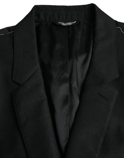 Dolce & Gabbana Black Wool Notch SingleBreasted Coat Blazer - IT54 | XL