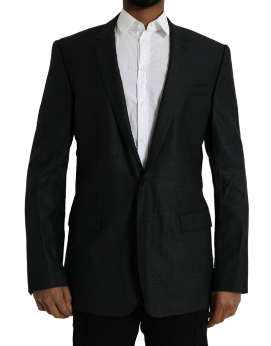 Dolce & Gabbana Black Wool Notch SingleBreasted Coat Blazer - IT54 | XL