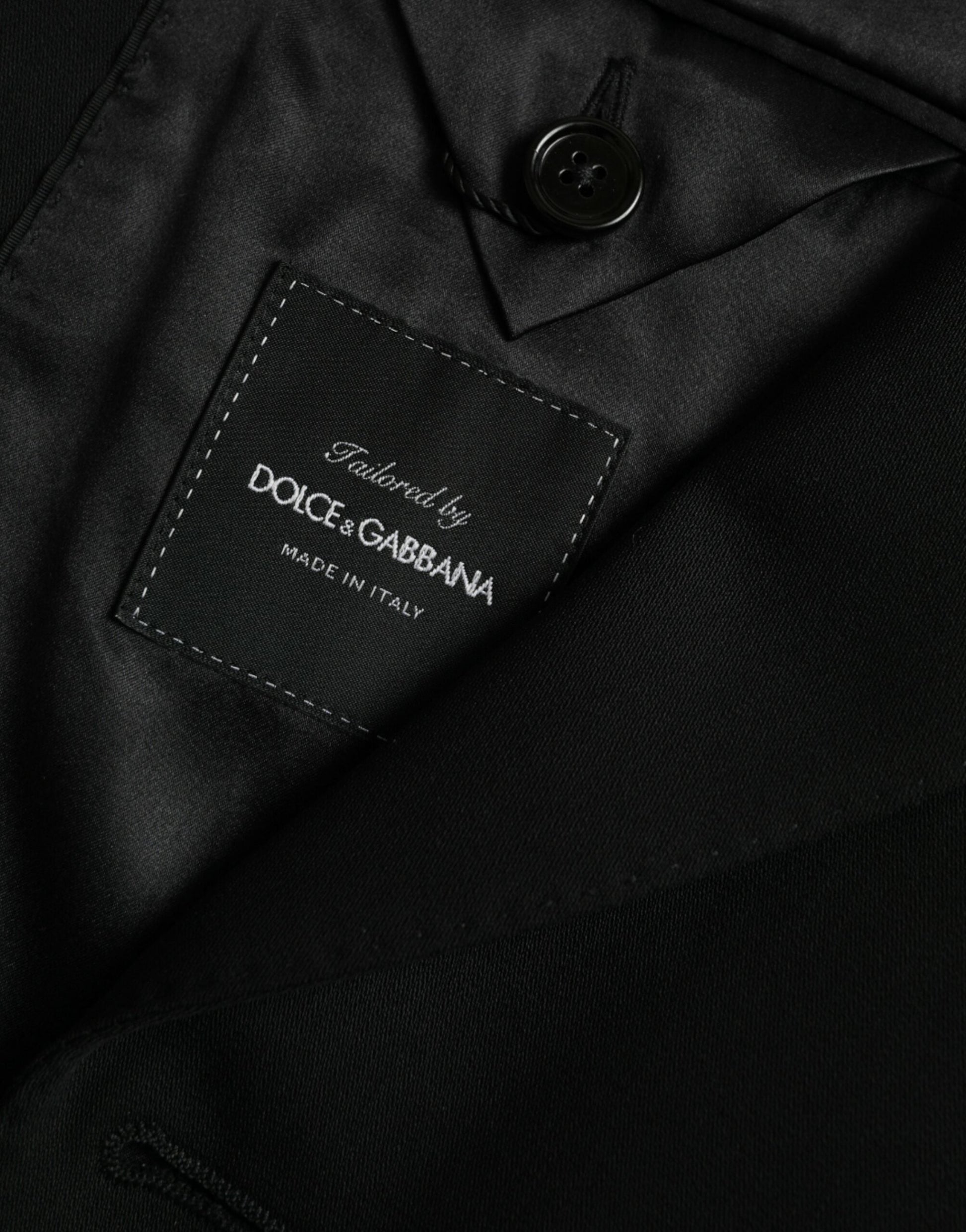 Dolce & Gabbana Black Wool Peak Single Breasted Coat Blazer - IT48 | M