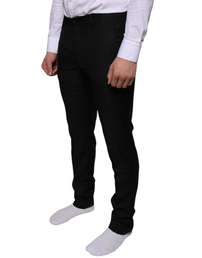 Dolce & Gabbana Black Wool Skinny Dress Formal Pants - IT46 | S