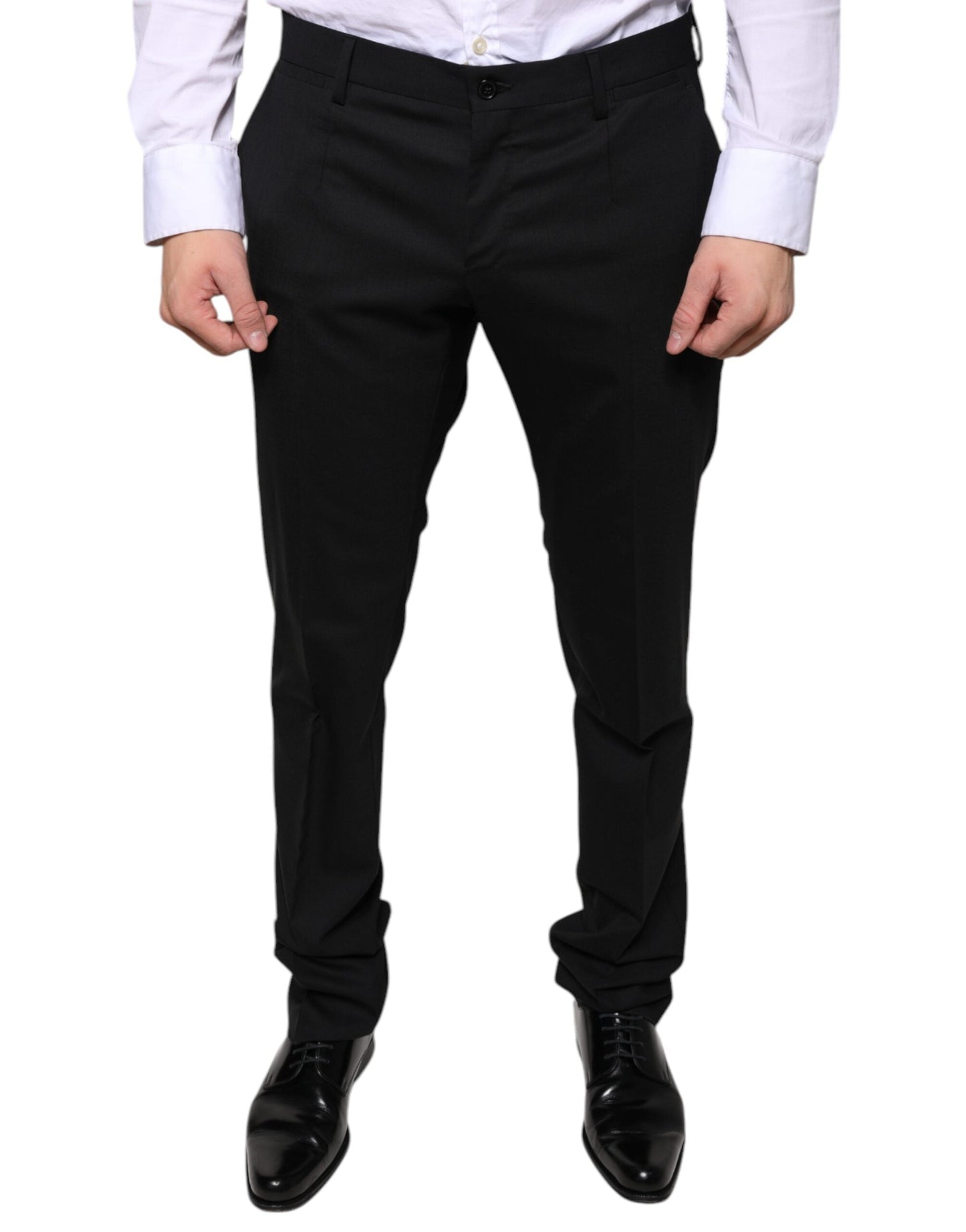 Dolce & Gabbana Black Wool Skinny Dress Formal Pants - IT48 | M