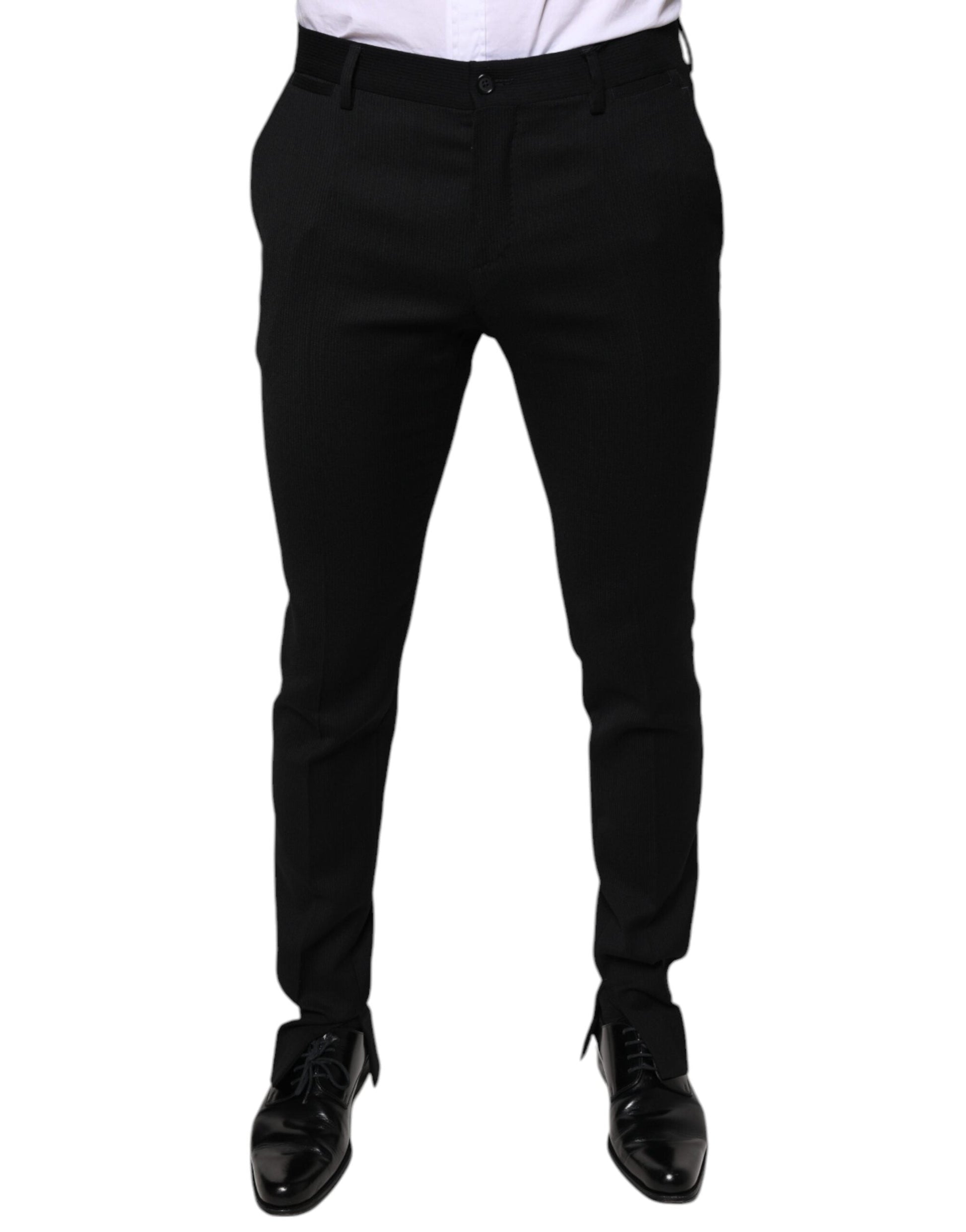 Dolce & Gabbana Black Wool Skinny Formal Dress Pants - IT48 | M