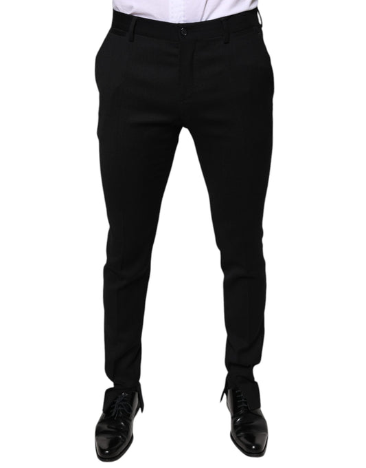 Dolce & Gabbana Black Wool Skinny Formal Dress Pants - IT48 | M