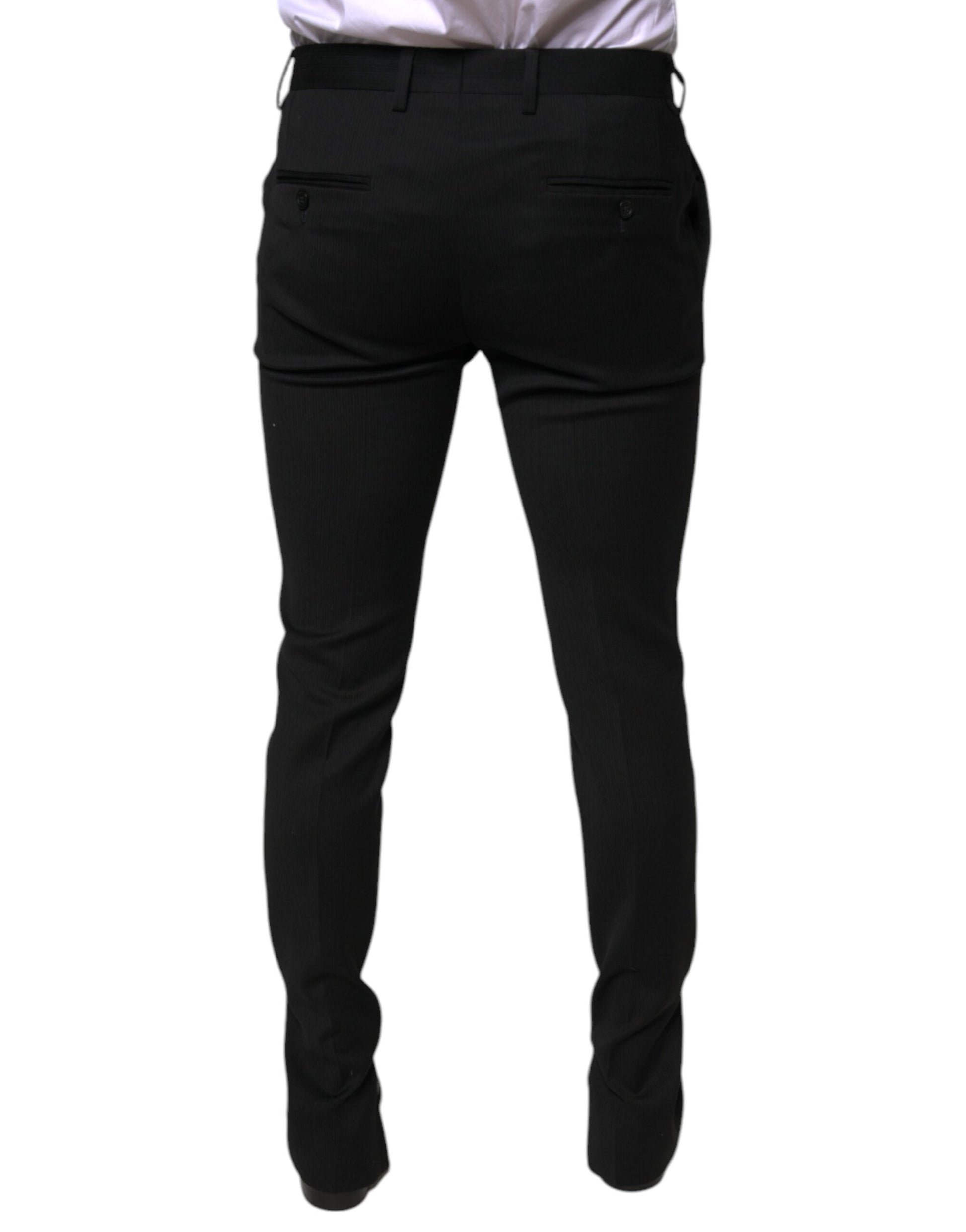 Dolce & Gabbana Black Wool Skinny Formal Dress Pants - IT48 | M