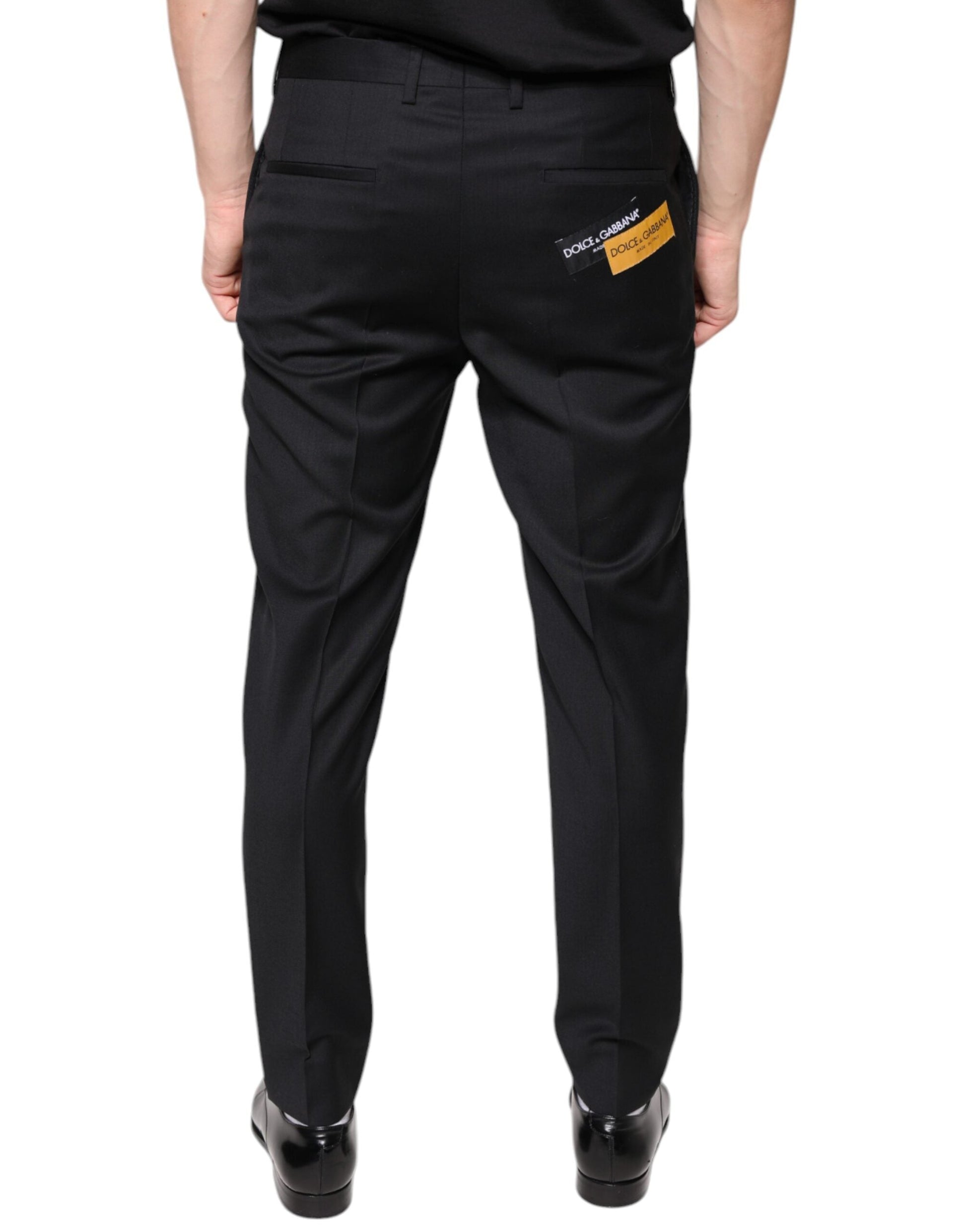 Dolce & Gabbana Black Wool Skinny Men Dress Pants