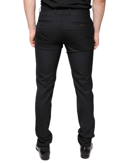 Dolce & Gabbana Black Wool Skinny Men Dress Pants - IT46 | S