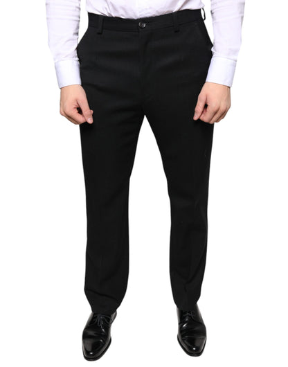 Dolce & Gabbana Black Wool Skinny Men Dress Pants - IT48 | M