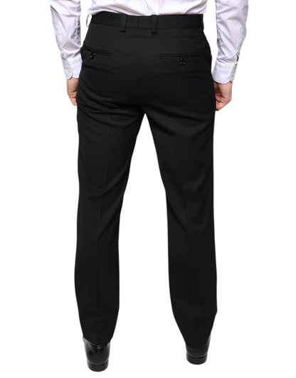 Dolce & Gabbana Black Wool Skinny Men Dress Pants - IT48 | M