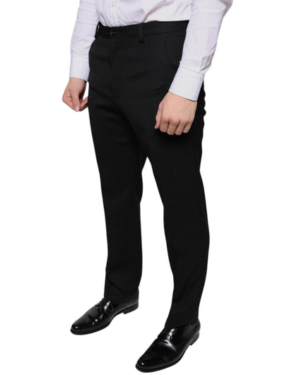 Dolce & Gabbana Black Wool Skinny Men Dress Pants - IT48 | M