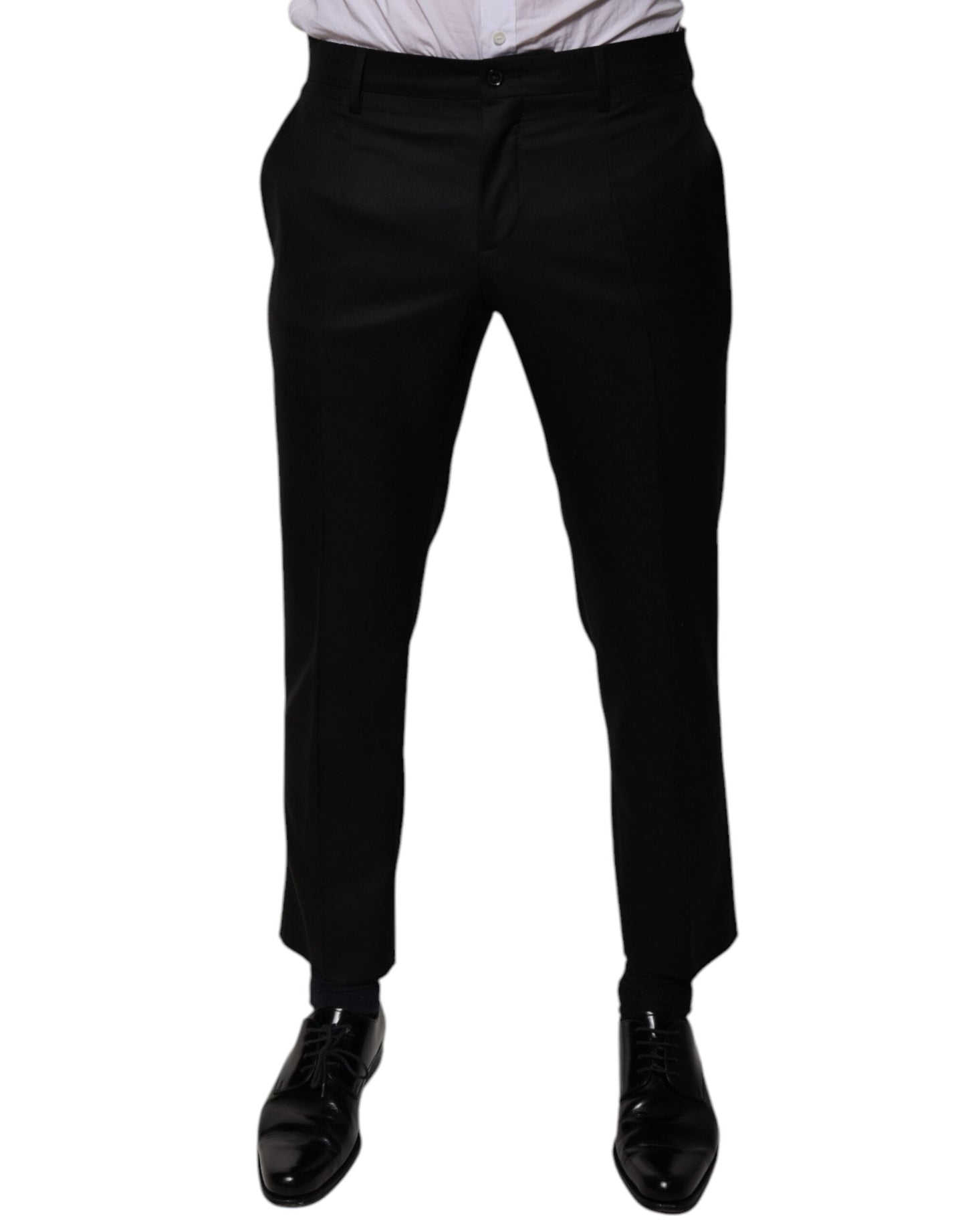 Dolce & Gabbana Black Wool Tapered Formal Dress Pants - IT46 | S